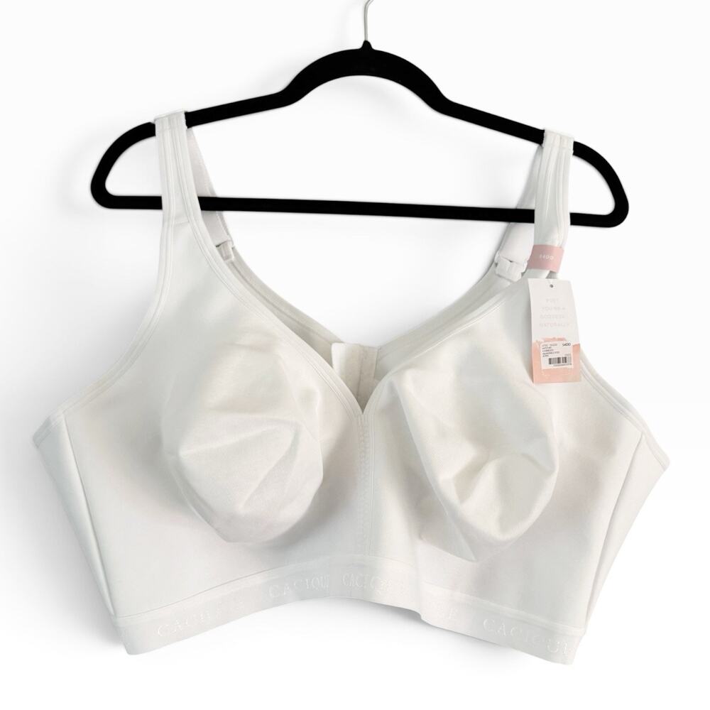 NWT Cacique Cotton Unlined No Wire Bra Size 54DD Bright White Supportive Comfort